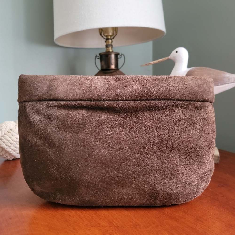 Vintage Ruth Saltz Brown Suede Pouch Clutch Purse Made in USA